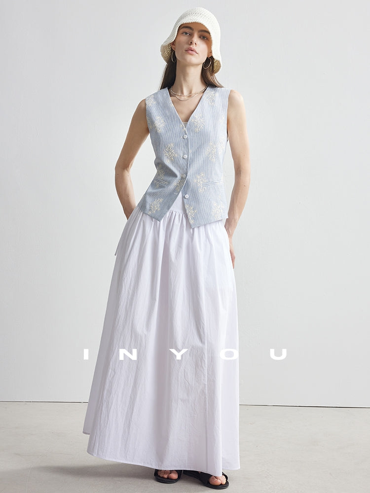 Embroidered V-Neck Vest_BDHL7106