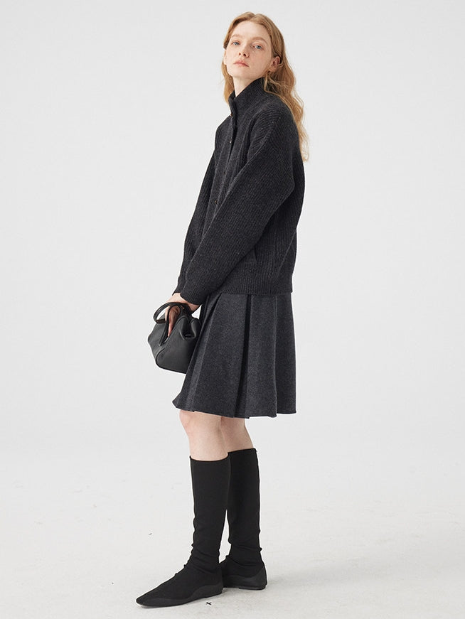 立領羅紋針織開襟衫_BDHL8117