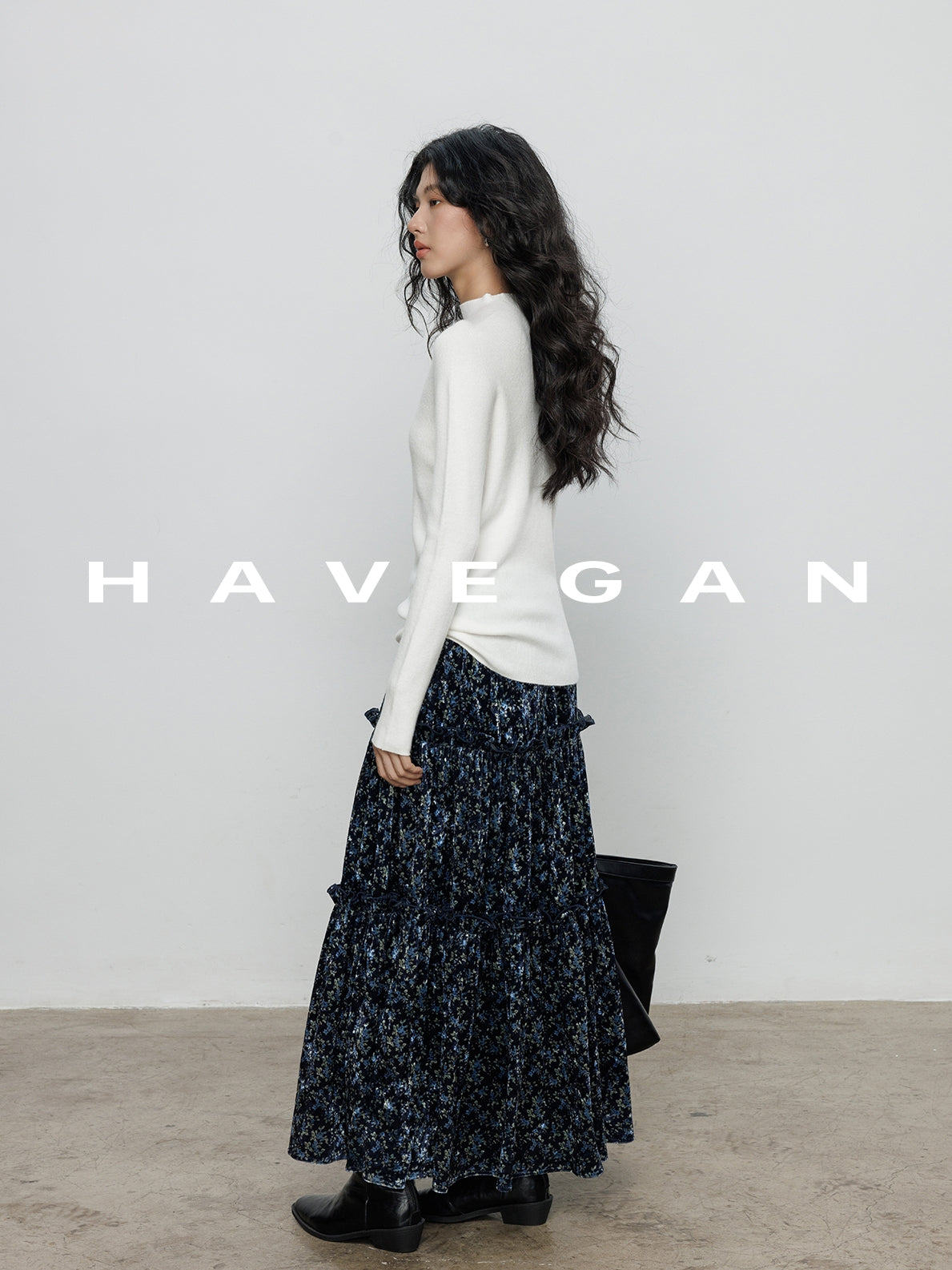 Retro Floral Print A-Line Skirt_BDHL7897