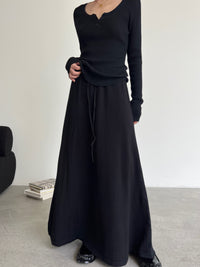 Knitted Draped Maxi-Length Skirt_BDHL6549