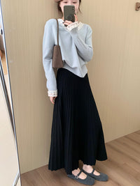 High Waist Slim Pleated Skirt_BDHL7055