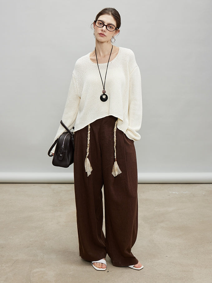 Round Neck Short Knit Tops_BDHL7187