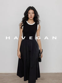 Contrast Color A-Line Dress_BDHL7368
