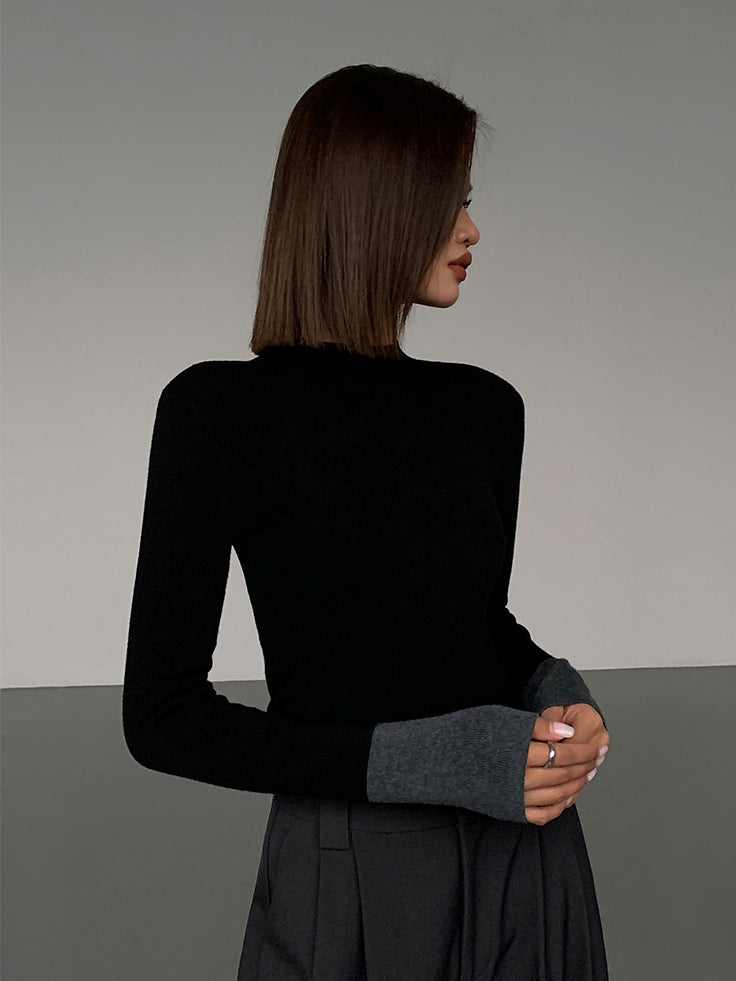 Color-Block Long-Sleeved Knit Tops_BDHL8026