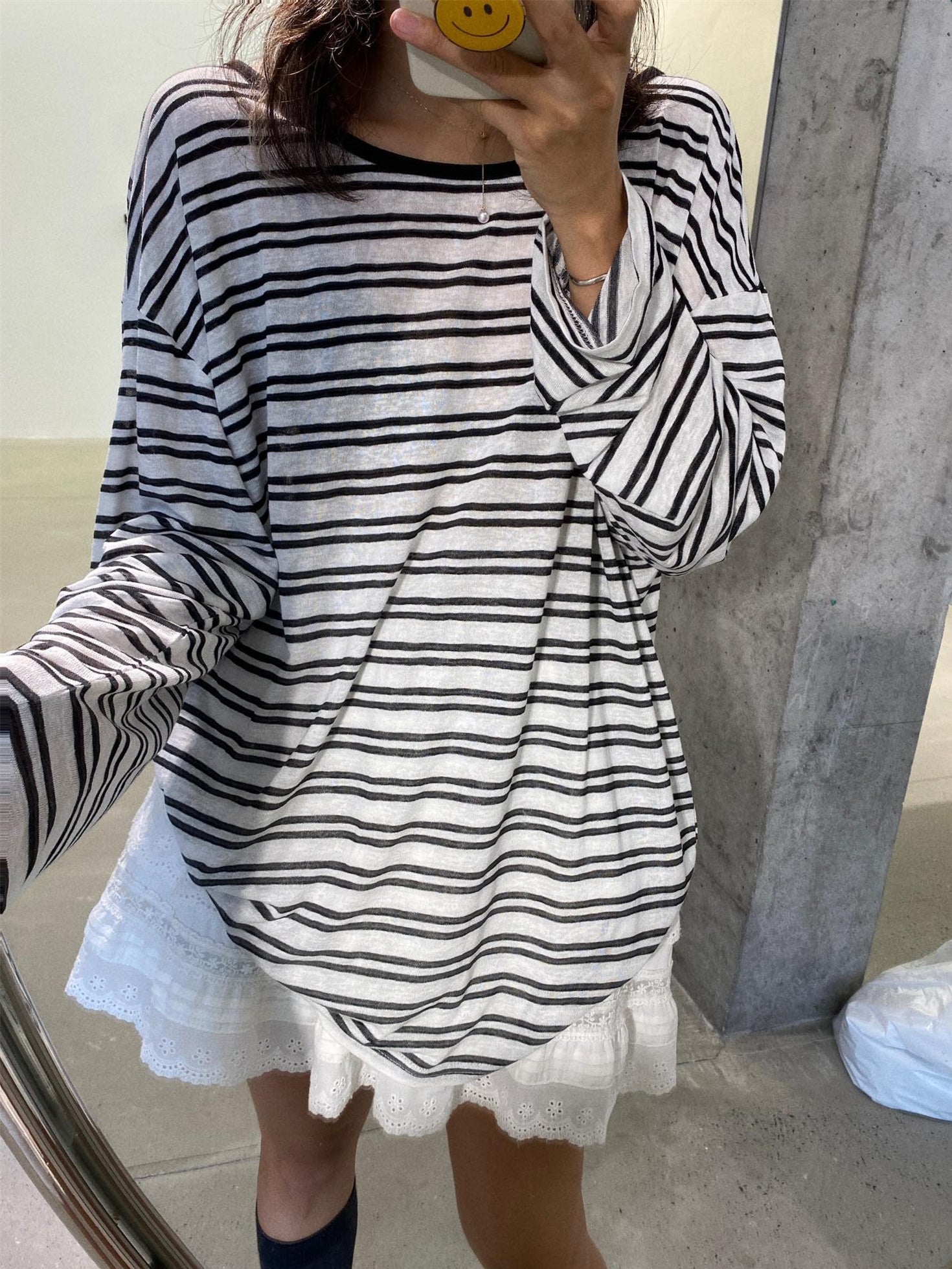 Back Tie Striped Tops_BDHL7613