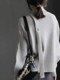 Strap-Neck Lantern-Sleeved Knit_BDHL6778