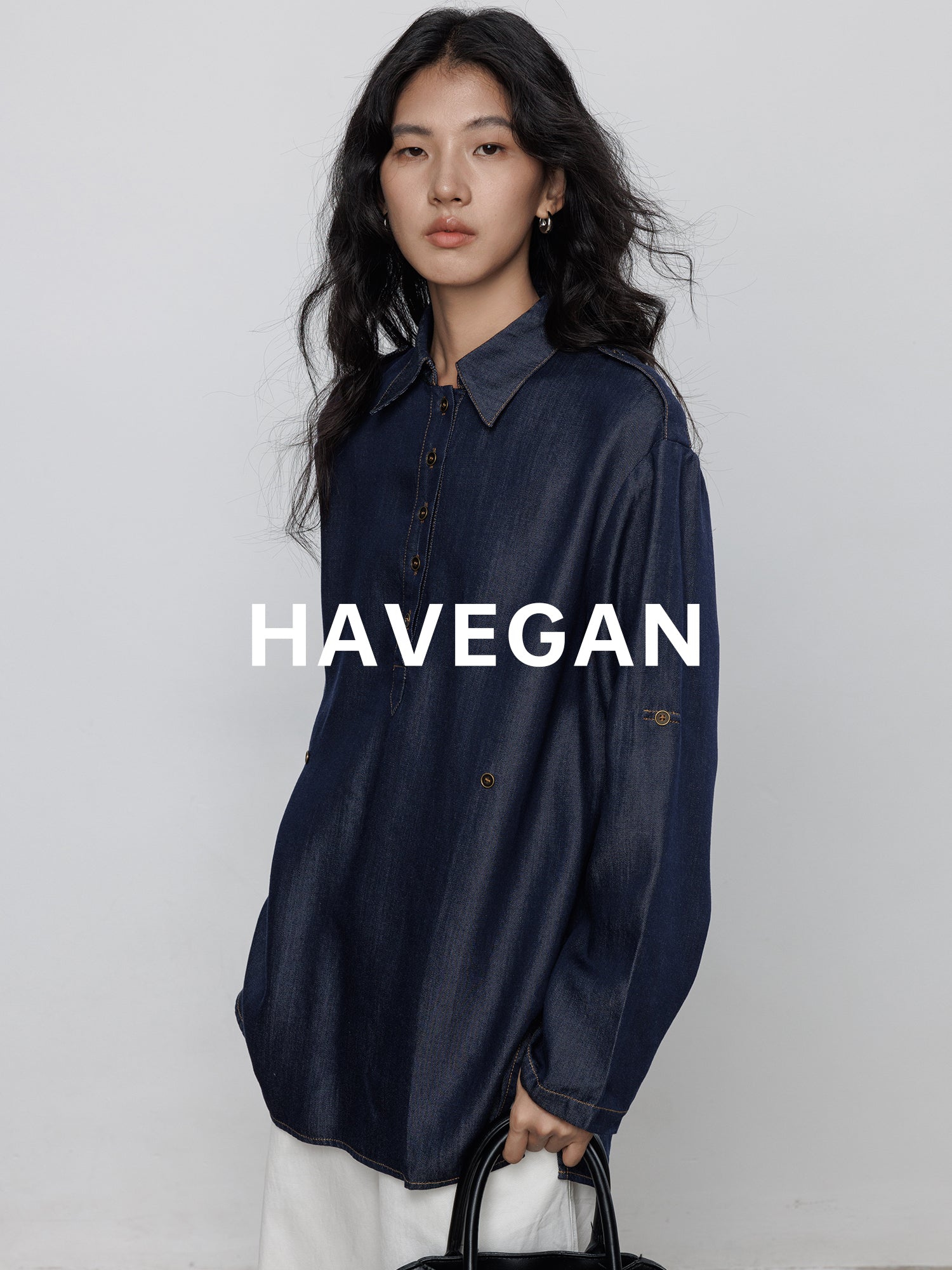 Denim Long-Sleeved Denim Shirt_BDHL7710
