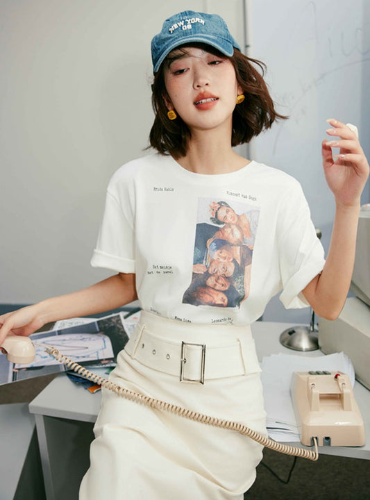 Double-Sided Printed White T-Shirt_BDHL5956