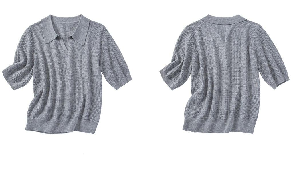 Waffle Lapel Polo Shirt_BDHL7615