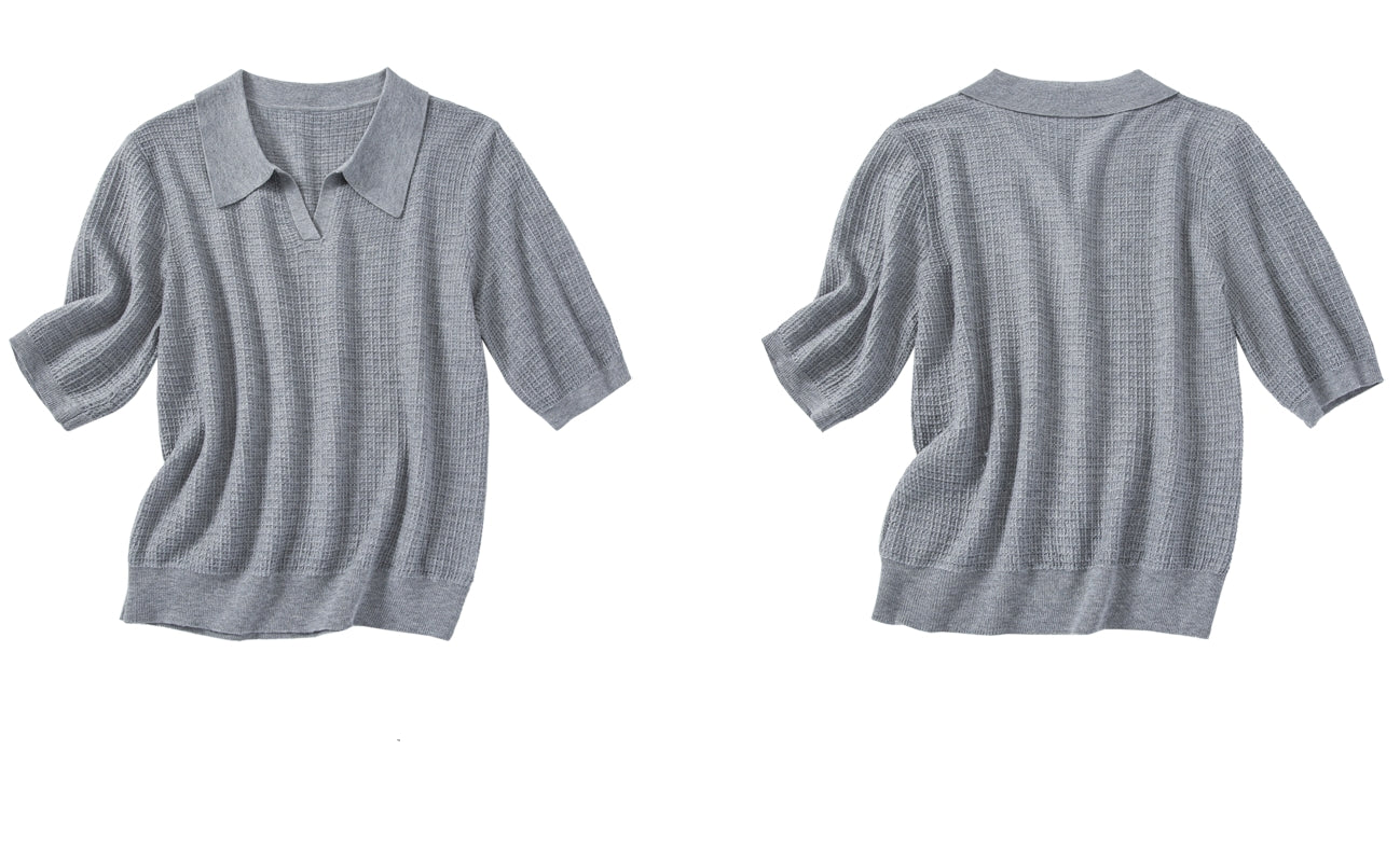 Waffle Lapel Polo Shirt_BDHL7615