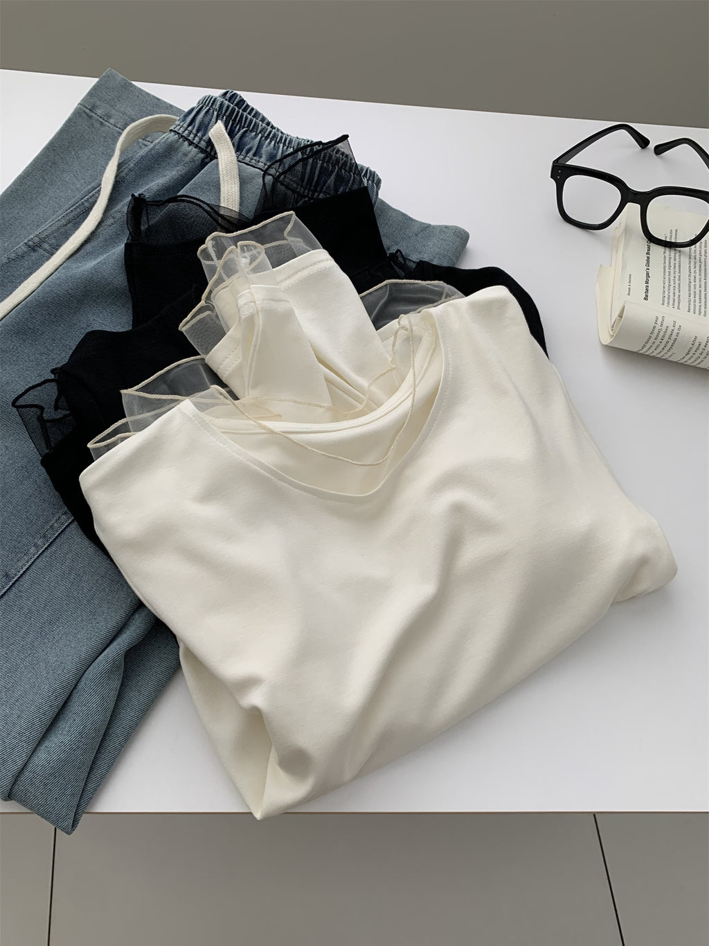 Mesh Round Neck Tops_BDHL8013