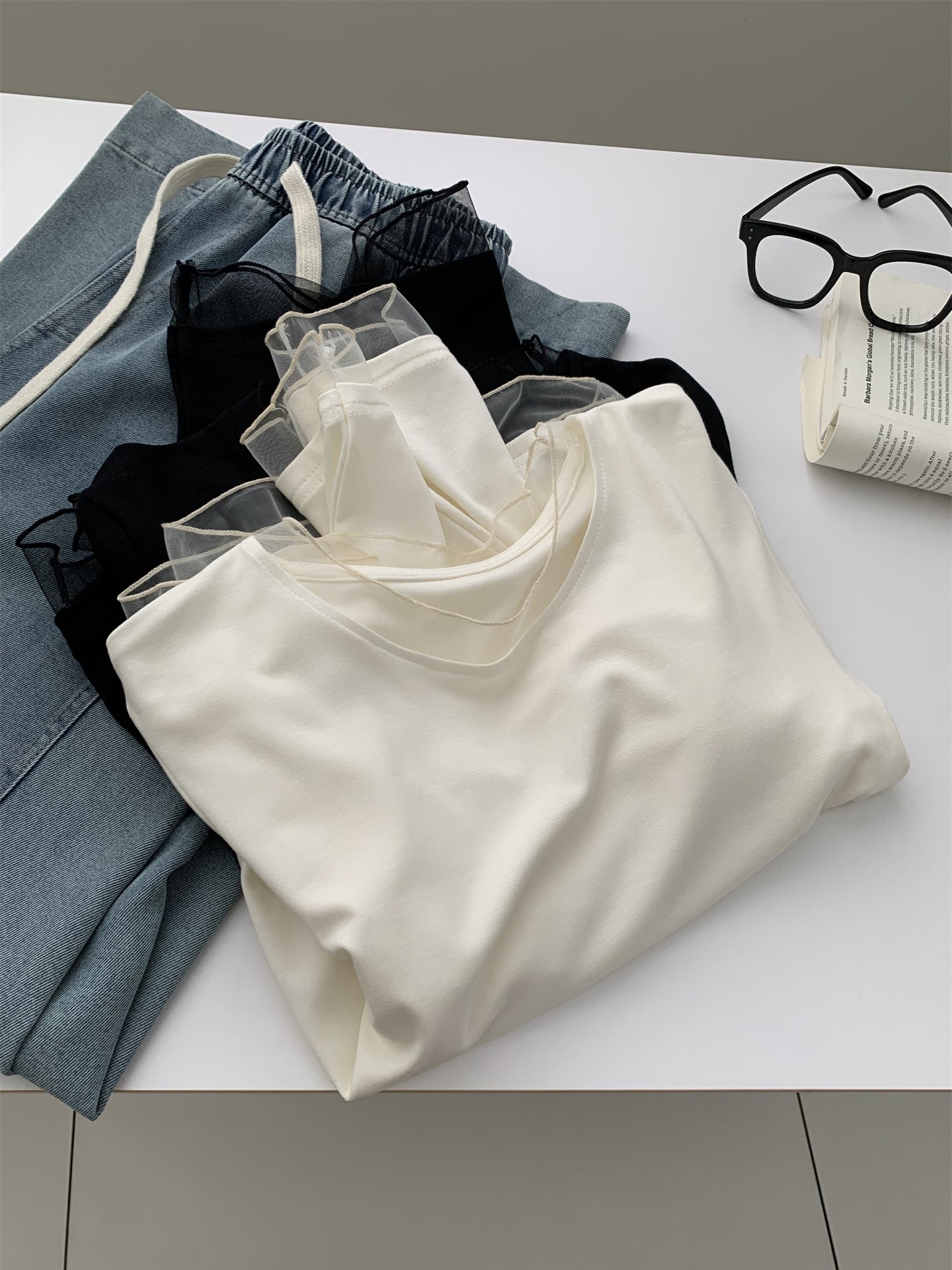 Mesh Round Neck Tops_BDHL8013