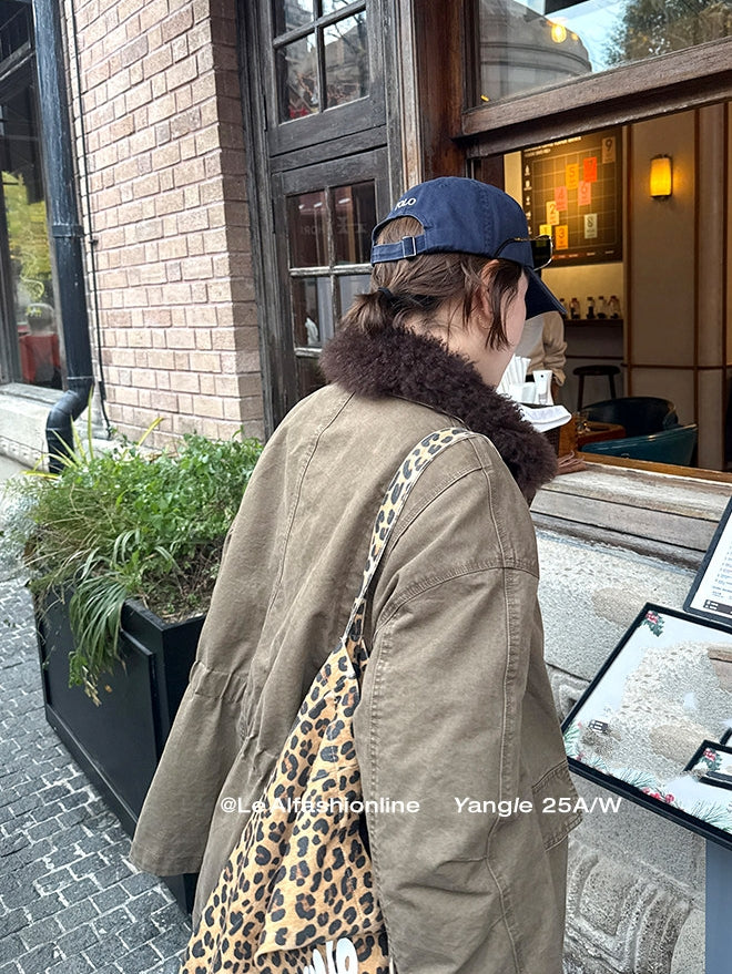 Fluffy Collar Retro Jacket_BDHL8124