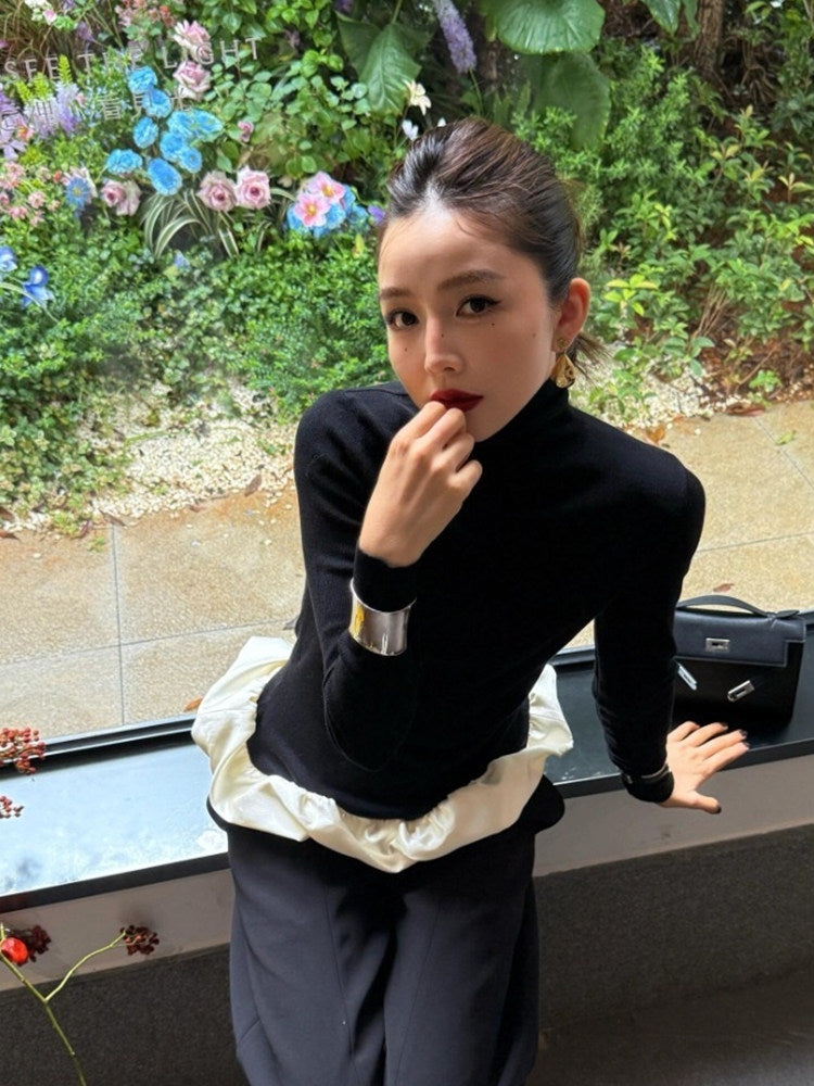 荷葉邊高領針織上衣_BDHL8478