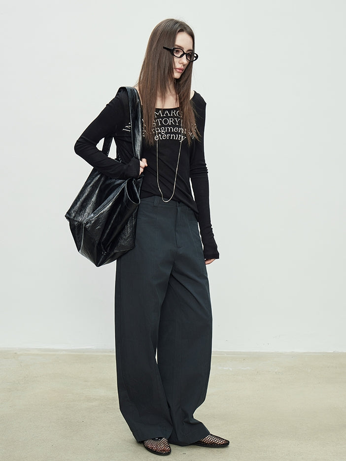 Simple Design Wide Pants_BDHL7103