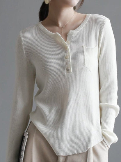 Soft round neck knit top_BDHL5261