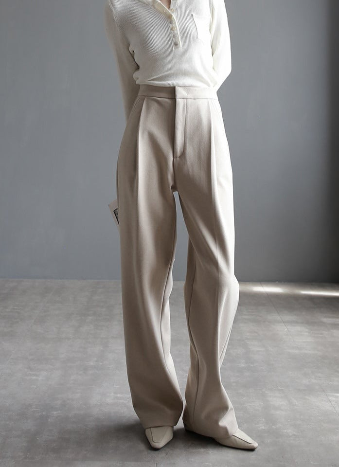 High-waisted draped straight-leg pants_BDHL5265