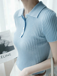 Polo Collar Slim Knit Tops_BDHL6055