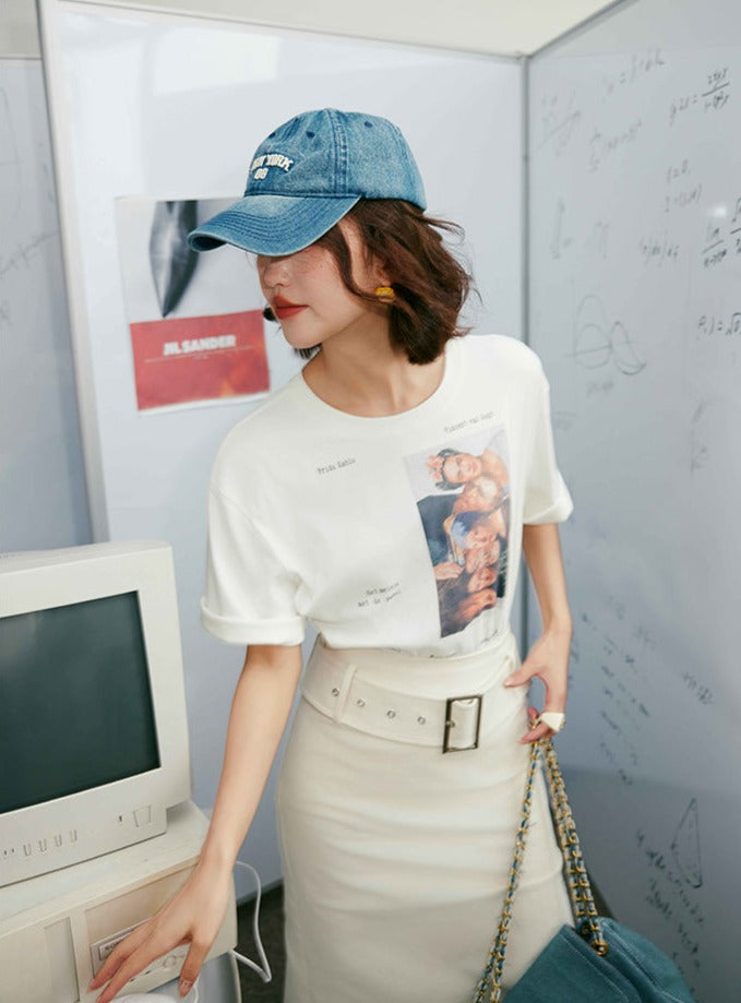 Double-Sided Printed White T-Shirt_BDHL5956