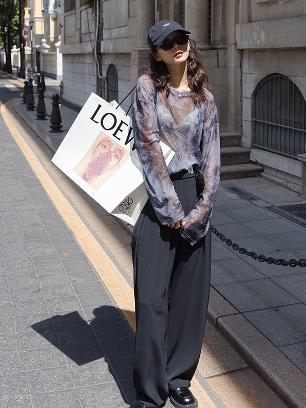 Thin Mesh Long-Sleeved Tops_BDHL7534