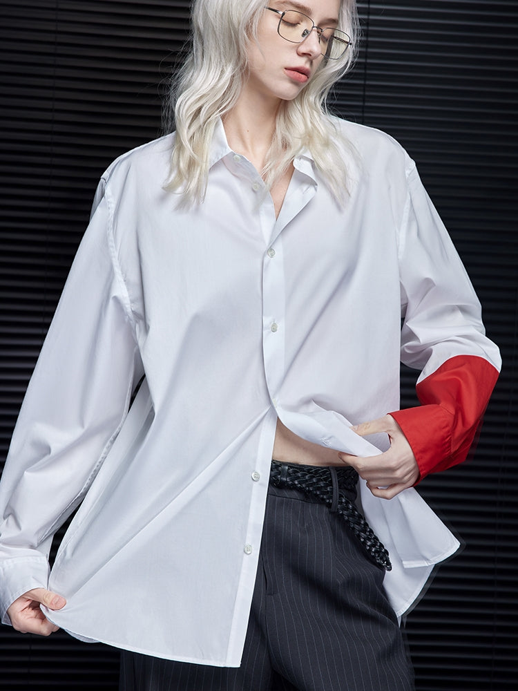 Sleeve Contrast Collar Shirt_BDHL6988