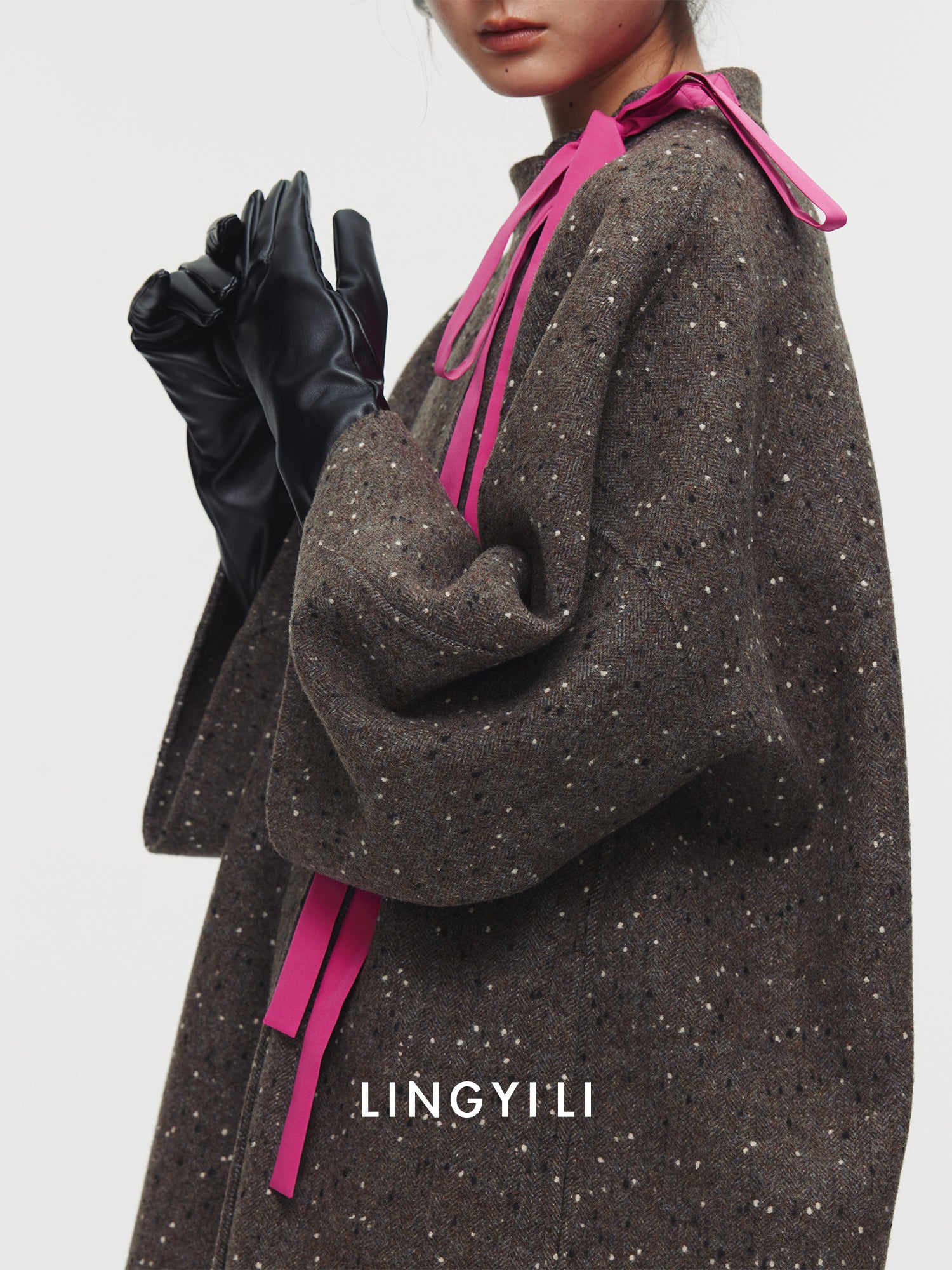 Ribbon Tie Collar Straight Coat_BDHL6758