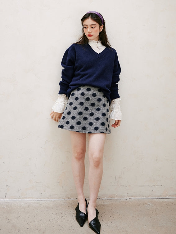 Polka Dot Simple Mini Skirt_BDHL6752