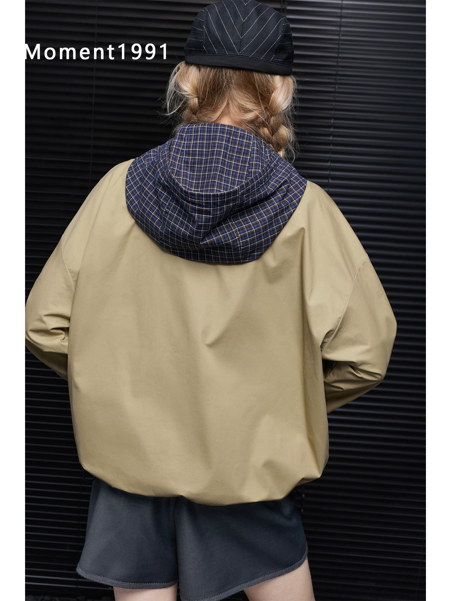 Layered Hood Check Panel Jacket_BDHL8415