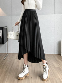 Irregular A-Line Pleated Skirt_BDHL7219