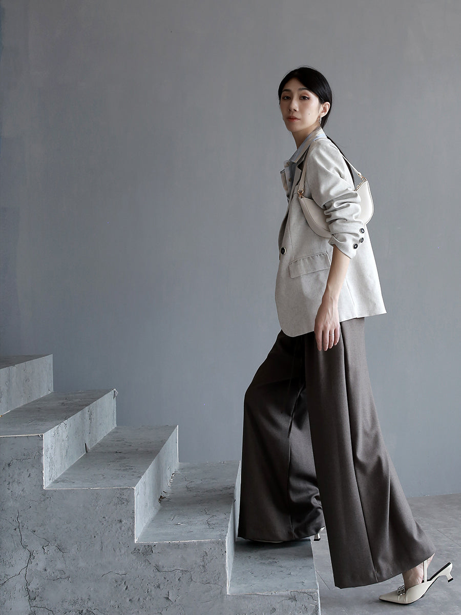 Pleated Drawstring Wide Pants_BDHL7763