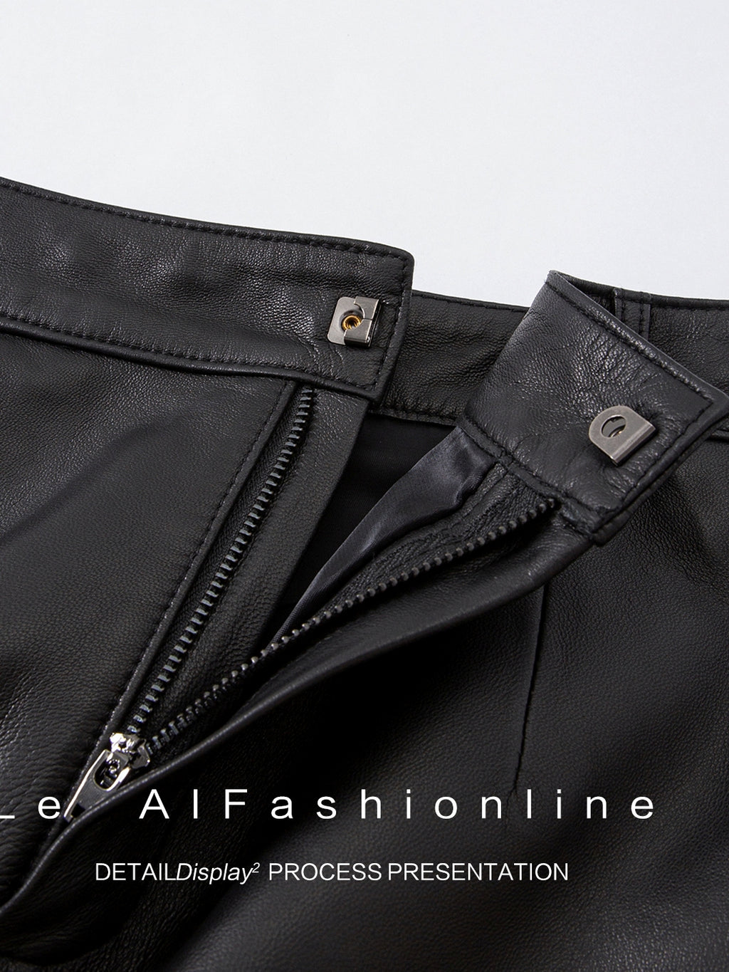 Black Matte Lambskin Leather Shorts_BDHL7663