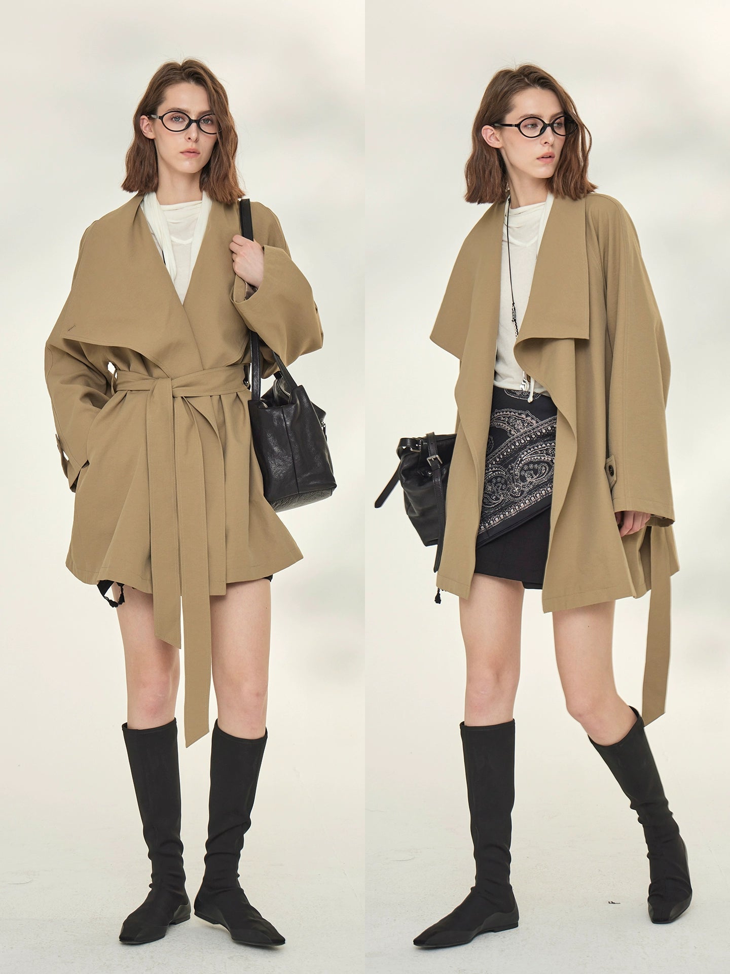 Tide Drawstring Short Trench Coat_BDHL7735