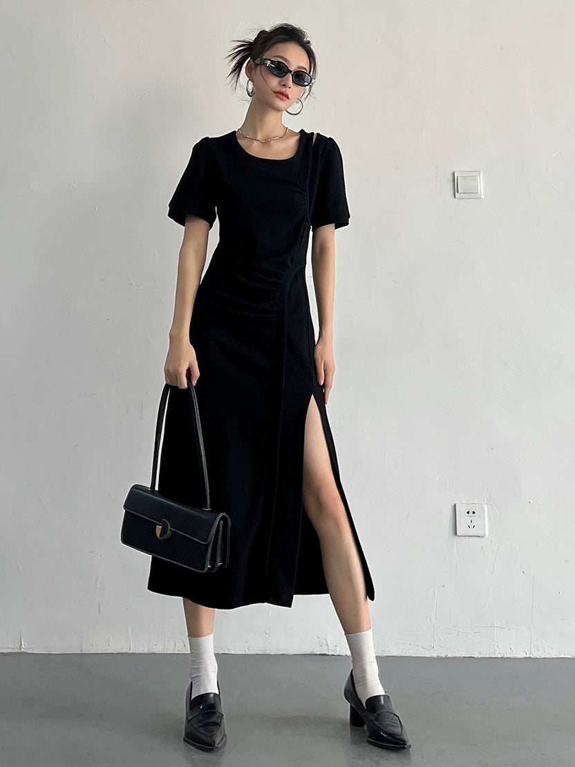 Slit Sleeveless Knit Dress_BDHL7569