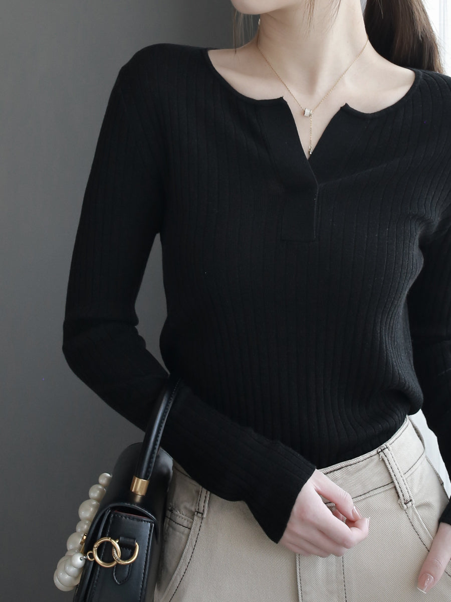 Skipper Ribbed Knit Tops_BDHL7268