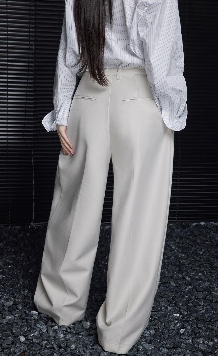 Beige Loose Wide-Leg Pants_BDHL6364