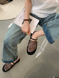 Braided Mesh Breathable Flat Sandal_BDHL5921