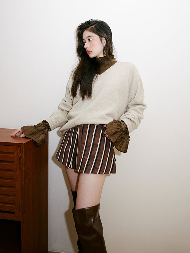 Shirt-Layer Style Striped Shorts_BDHL6753