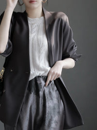 Collarless Slim Suit Jacket_BDHL7260