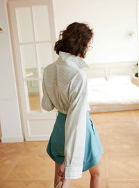 Loose Long Sleeved Striped Blouse_BDHL6010