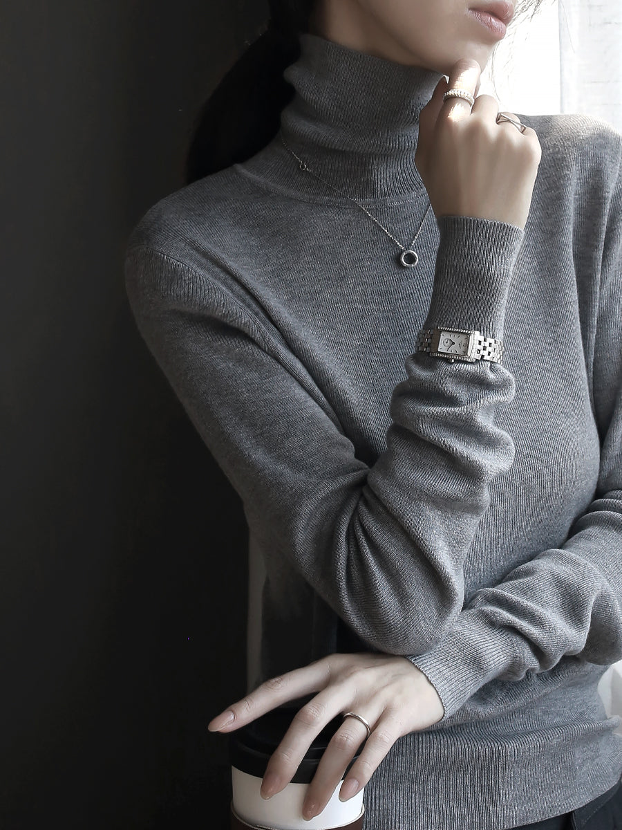 High-Neck Slim-Waist Knit Tops_BDHL7917