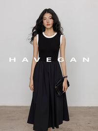Contrast Color A-Line Dress_BDHL7368