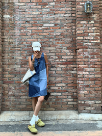 Colorblock Denim Sleeveless Dresses_BDHL6130