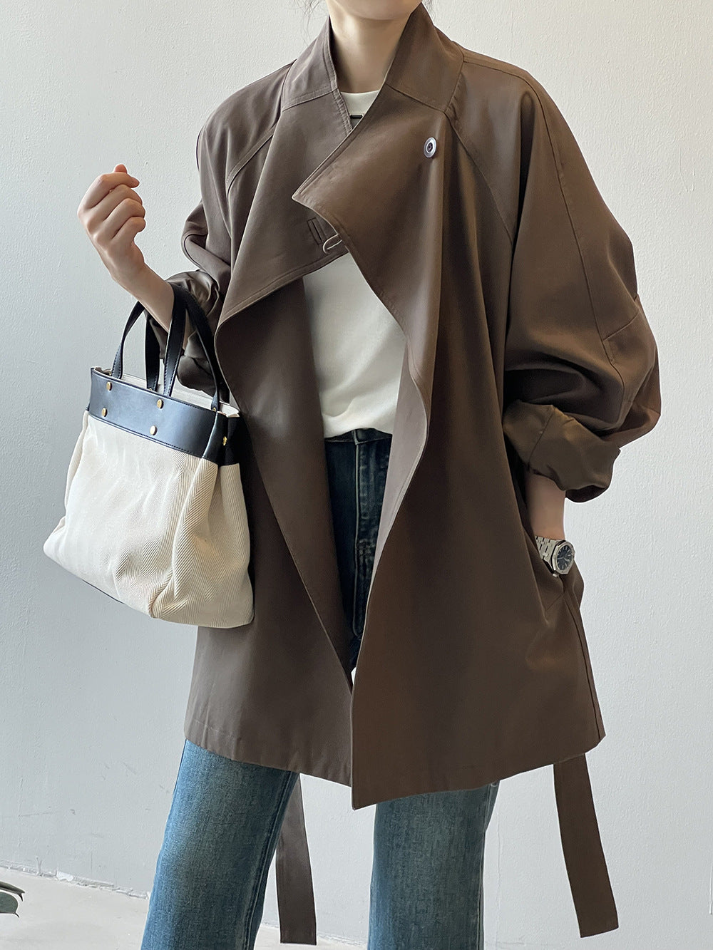 Retro Stand Collar Trench Coat_BDHL7126