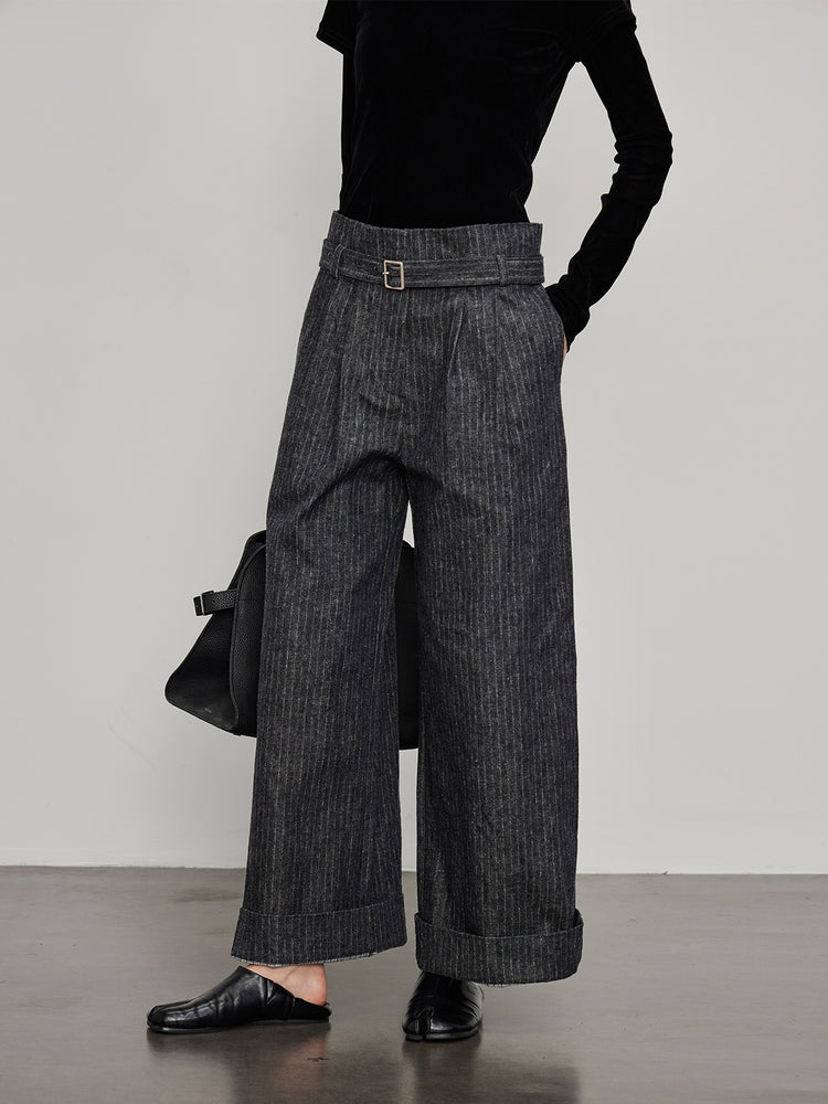 High-Waist Striped Tweed Pants_BDHL6443