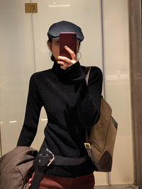 Turtleneck Ribbed Slim Tops_BDHL6656