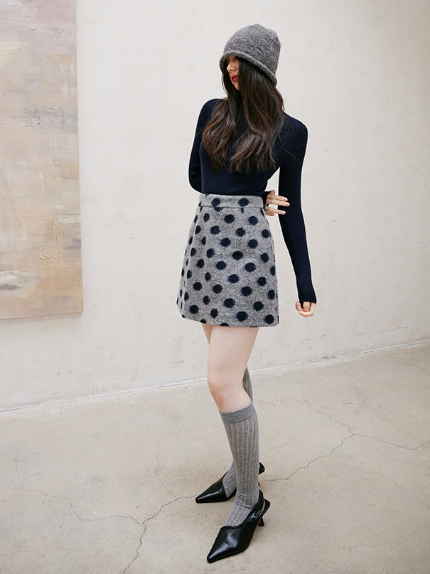 Polka Dot Simple Mini Skirt_BDHL6752