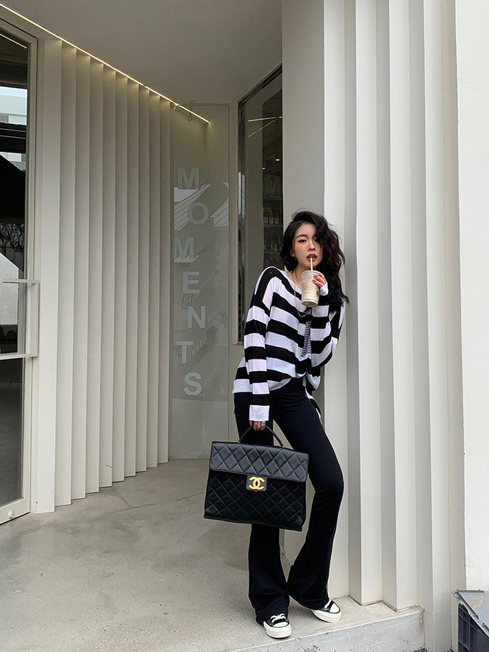 高腰彈力喇叭褲_BDHL8057