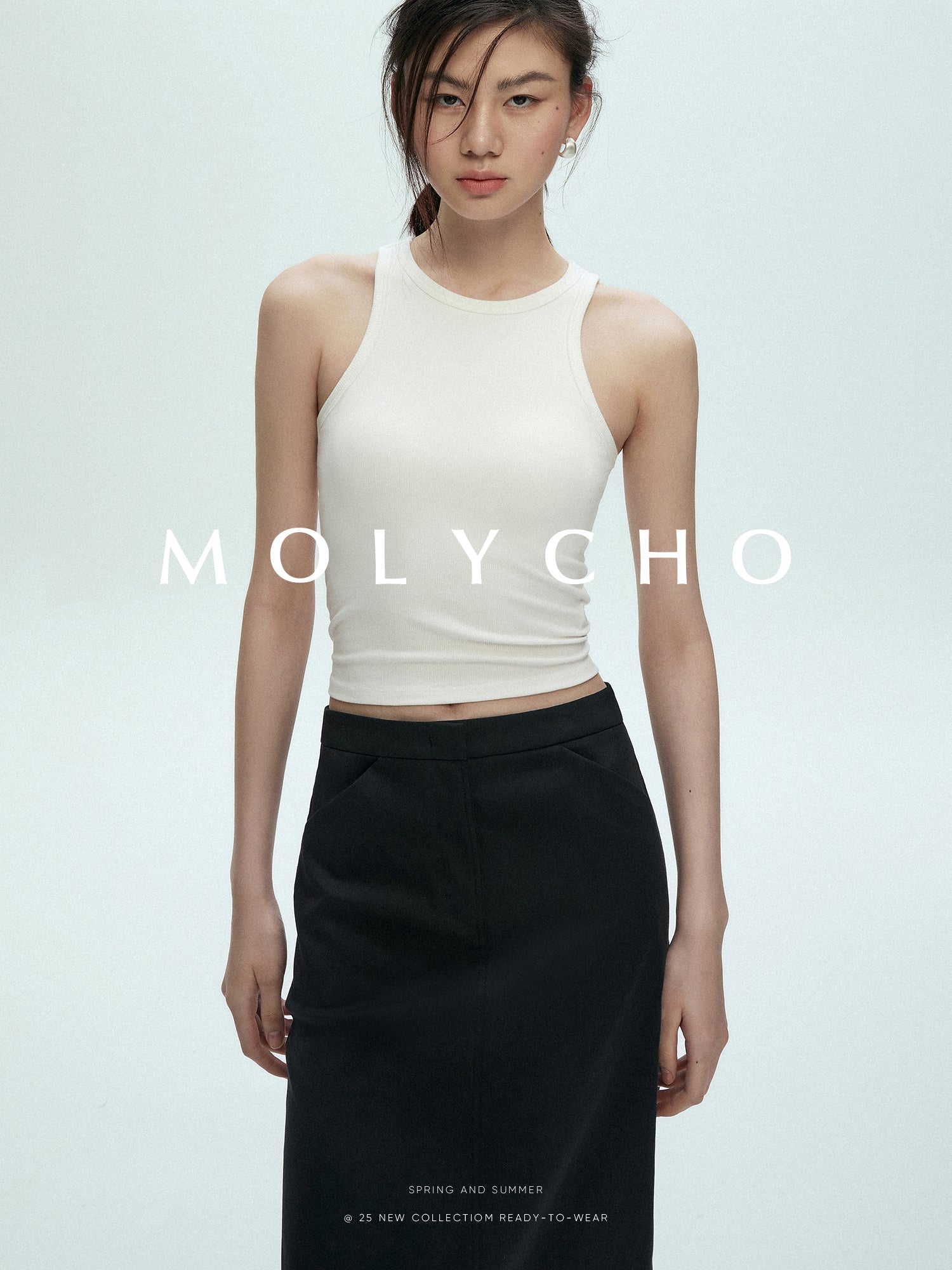 Black Long Straight Skirt_BDHL7428