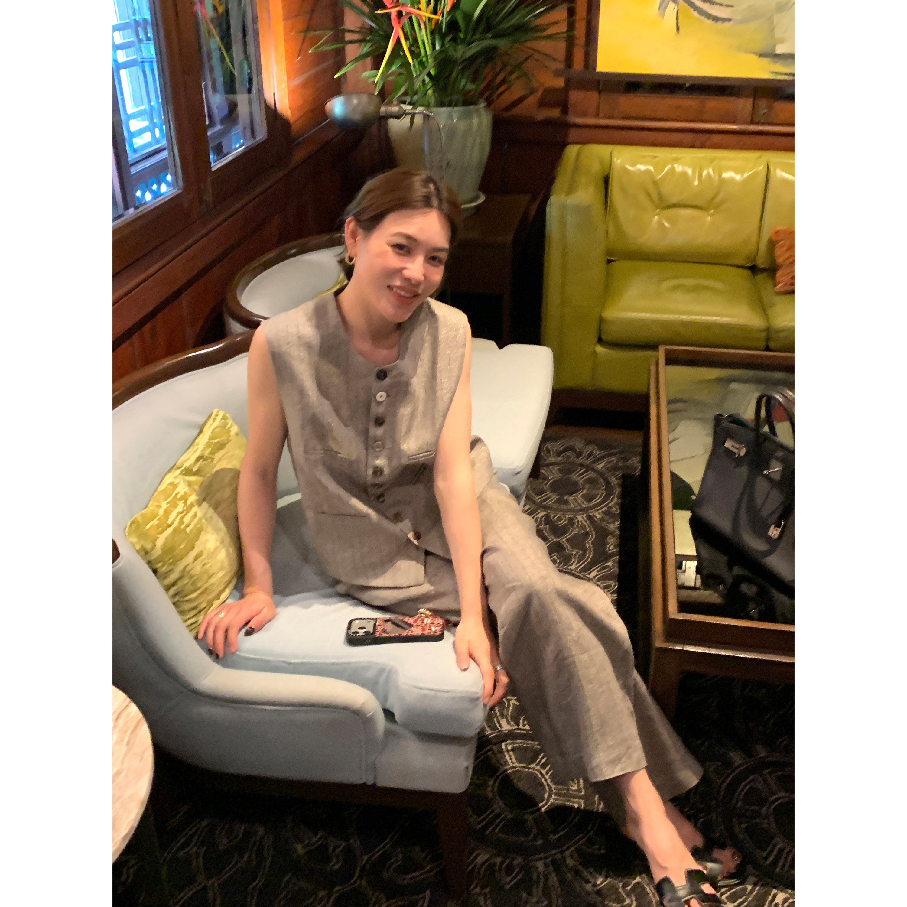 Linen Tencel Vest and Wide Leg Pants_BDHL8211