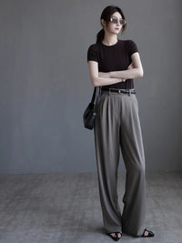 Slim Drape Straight Pants_BDHL7415